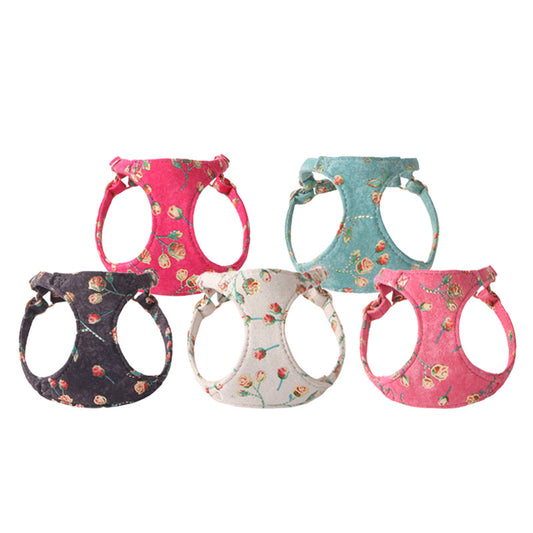 Dog / Cat Chest Harness | Printed Suede Flower #BPS18943C